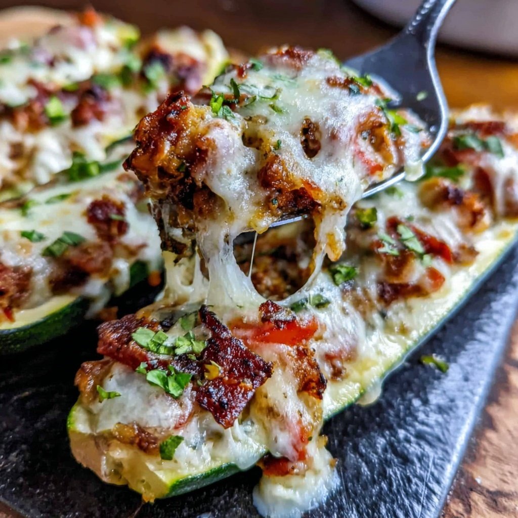 Ground Turkey Stuffed Zucchini Boats
