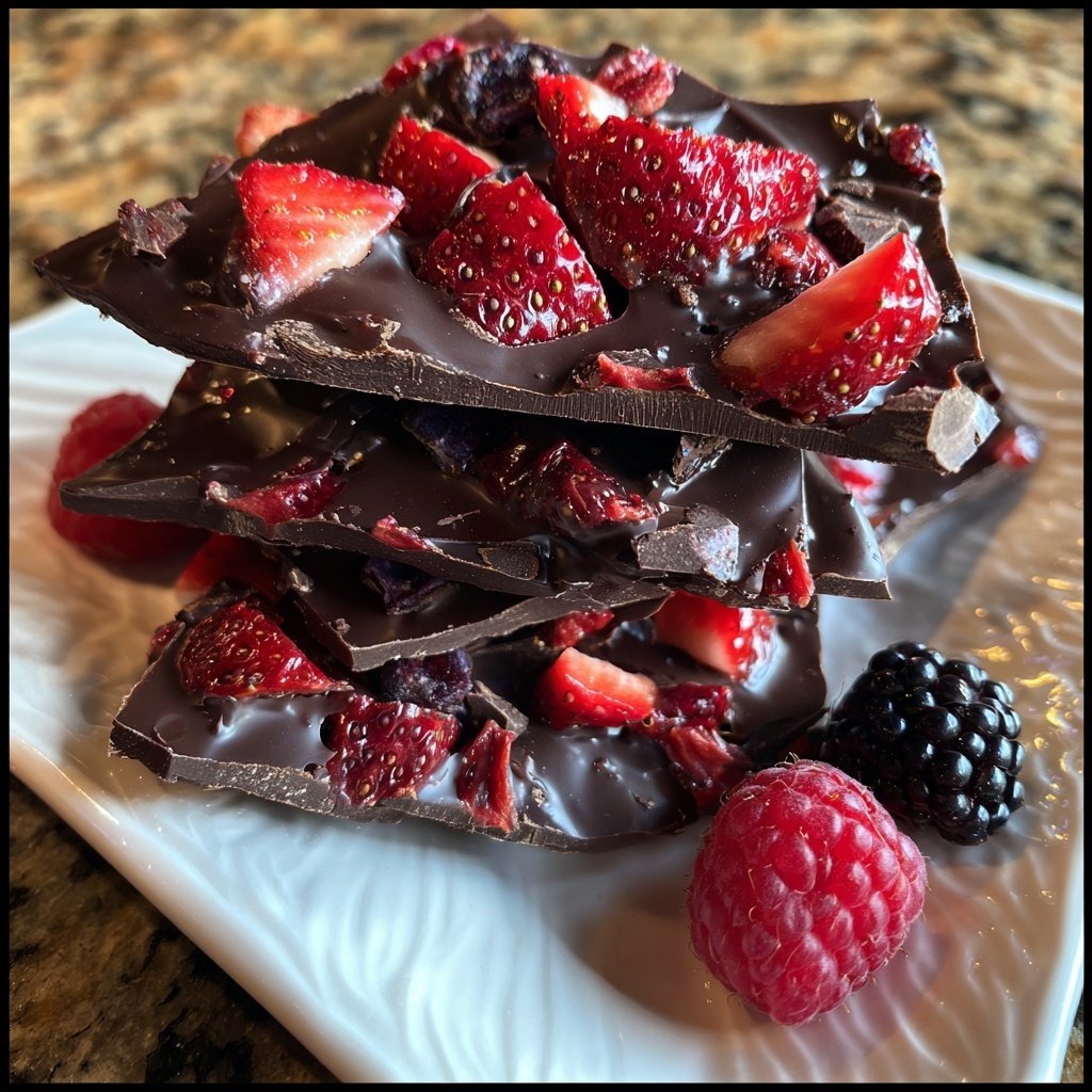 Valentine Bark with Chocolate and Berries