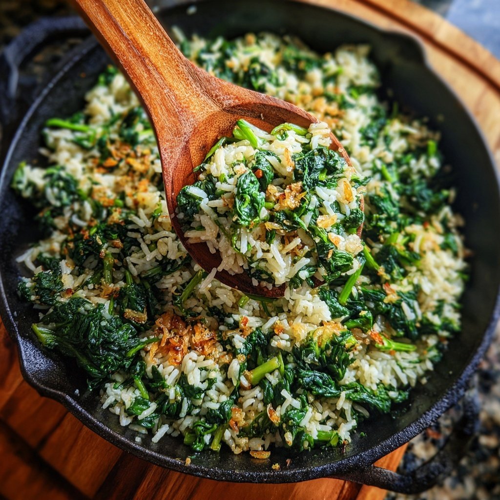Spinach Garlic Rice Skillet