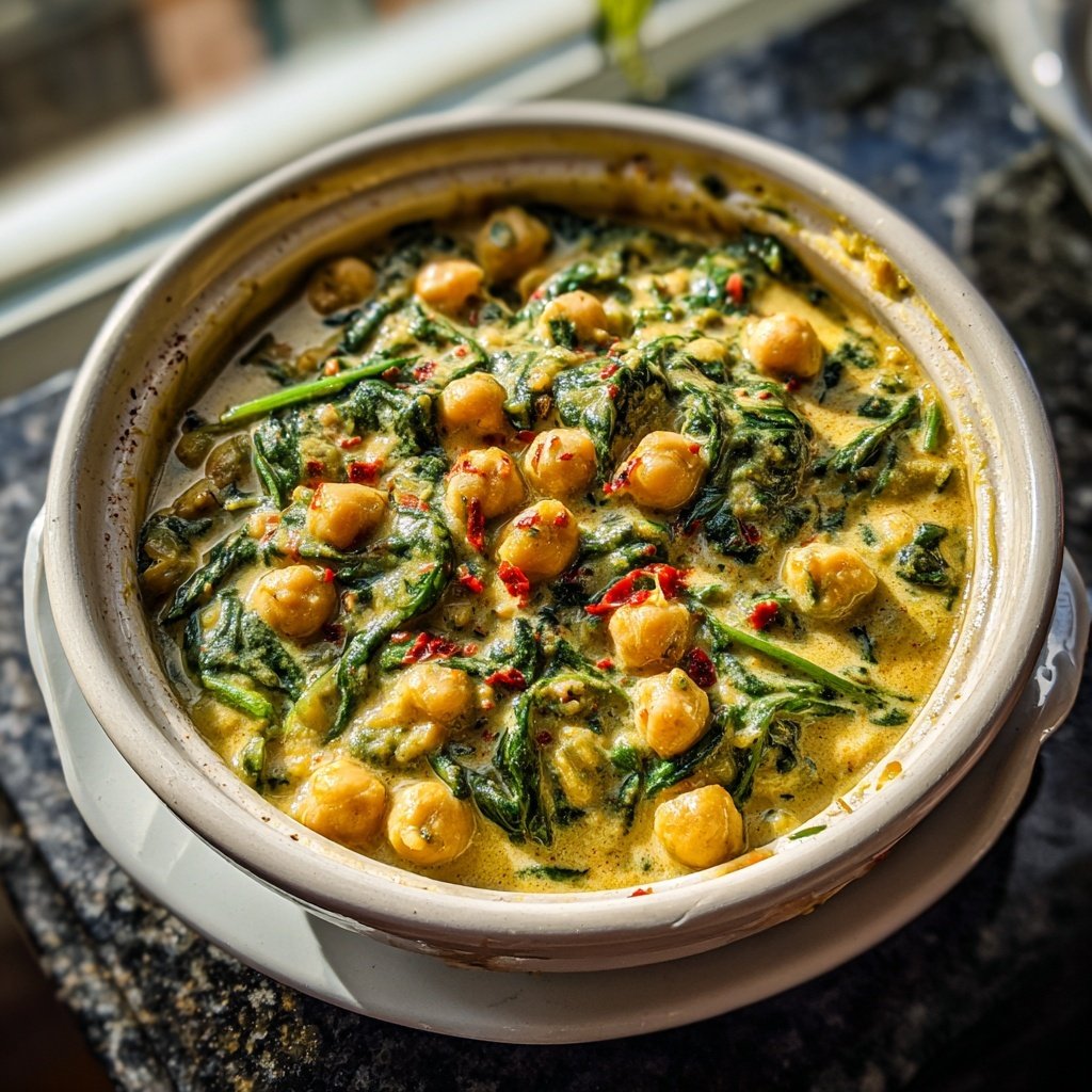 Healthy Dinner Chickpea Spinach Curry