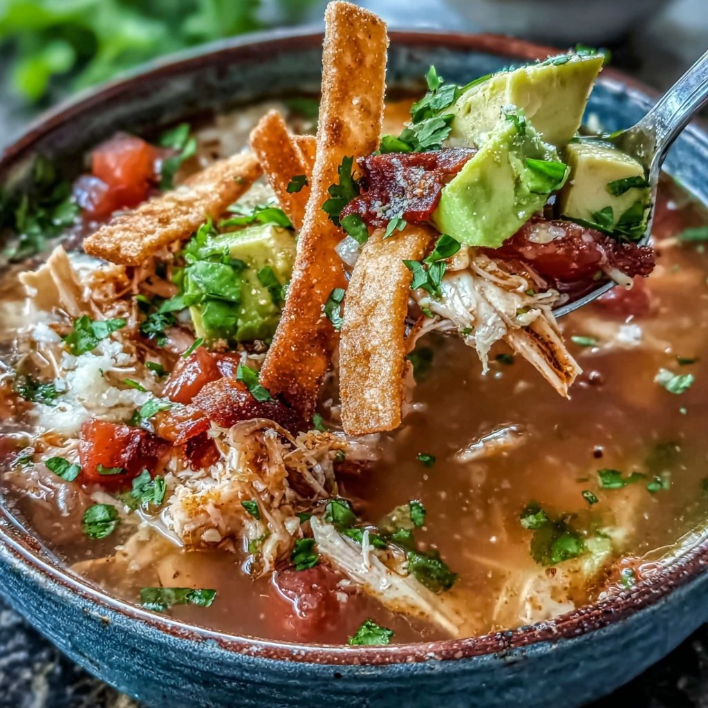 Shredded Chicken Tortilla Soup