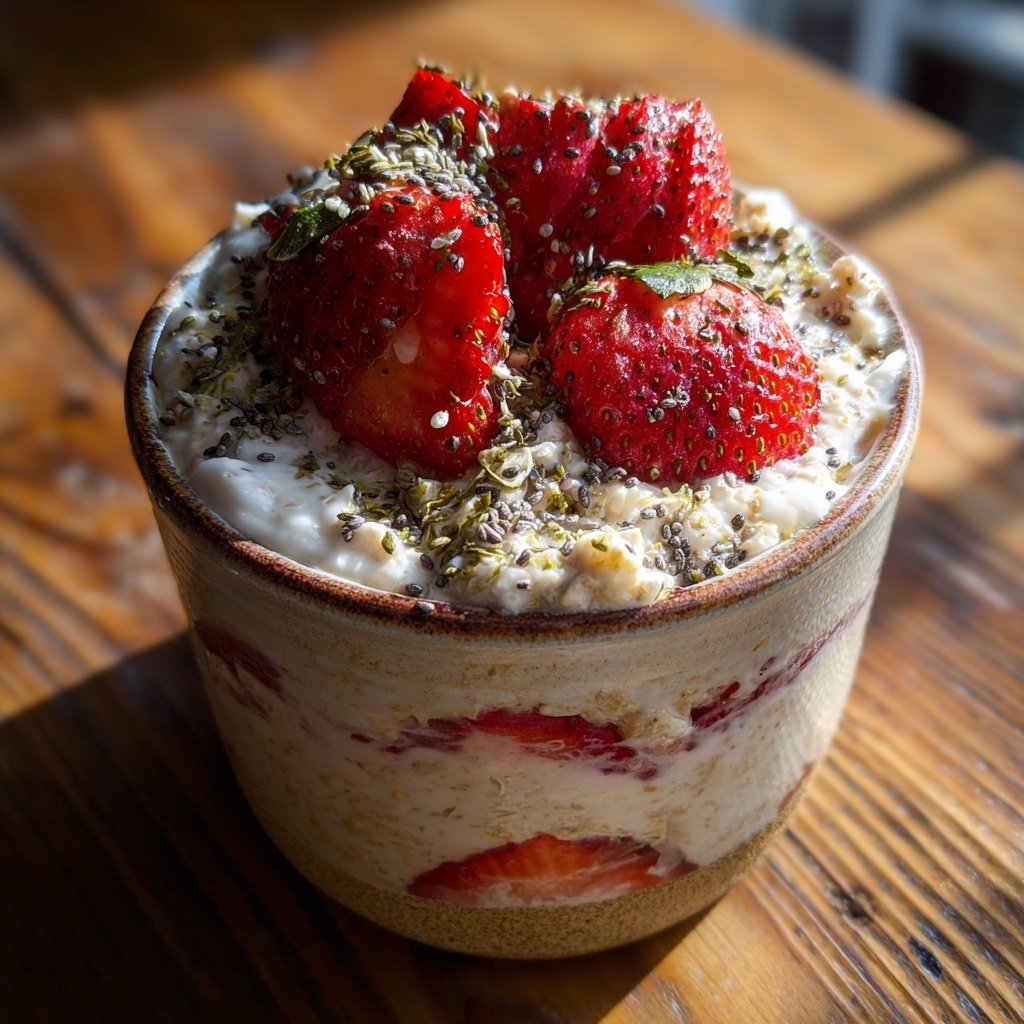 Strawberry Cream Overnight Oats