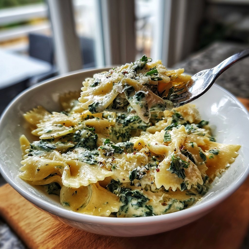 Bow Tie Pasta With Creamy Spinach Sauce