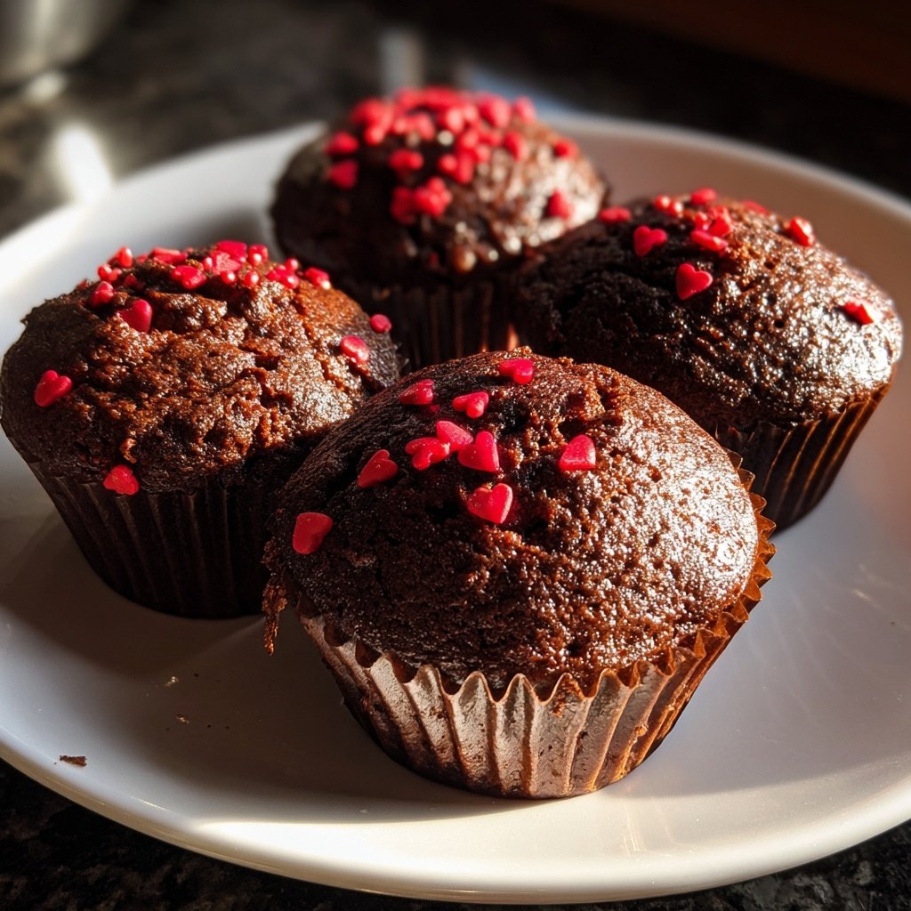 Chocolate Cupcakes with Heart Toppers