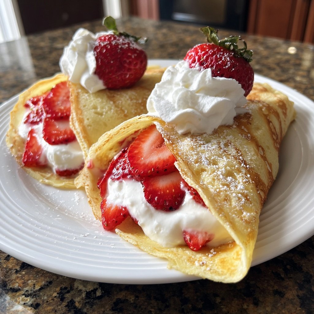 Strawberry Cream Breakfast Crepes