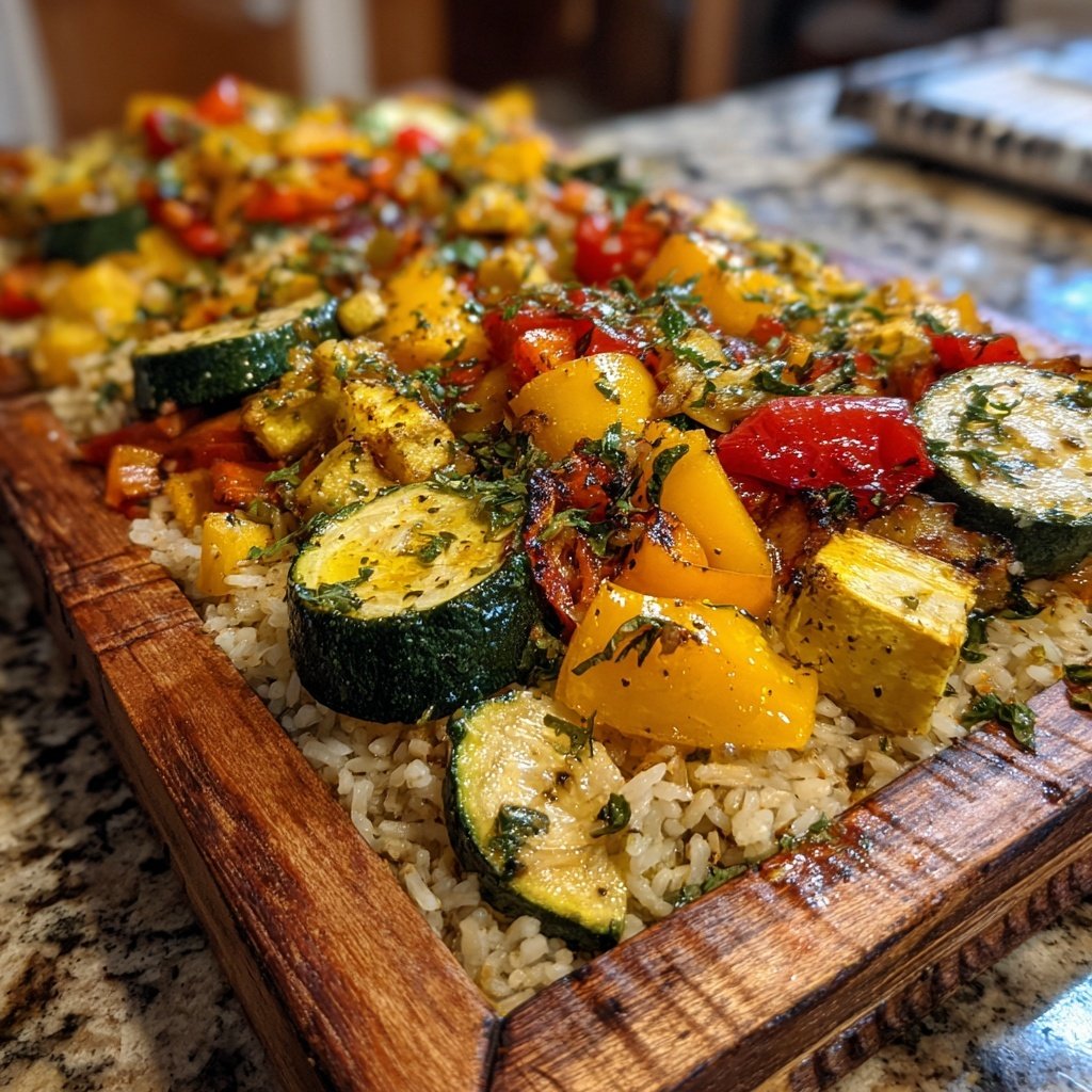 Herb Roasted Veggie Rice Tray