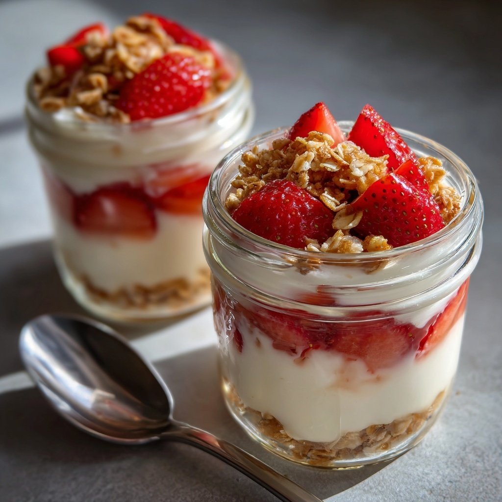 Strawberry Vanilla Yogurt Breakfast Jars