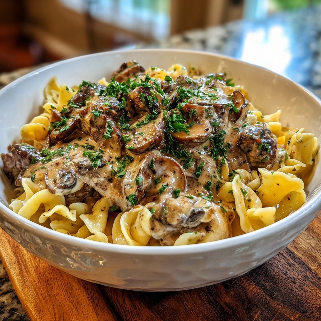 Ground Beef And Mushroom Stroganoff
