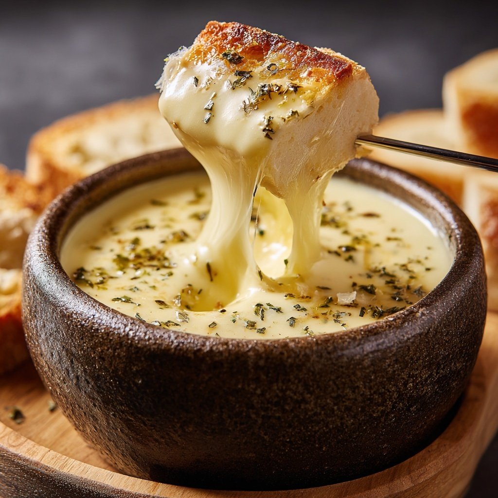 Fondue with Brie and Garlic