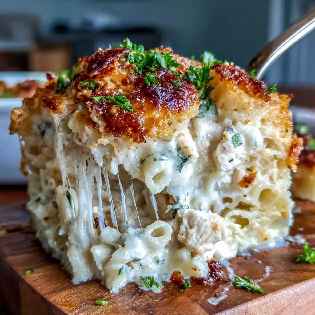 Creamy Garlic Chicken Pasta Bake
