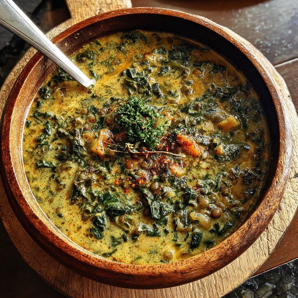 Healthy Crockpot Spinach Lentil Soup