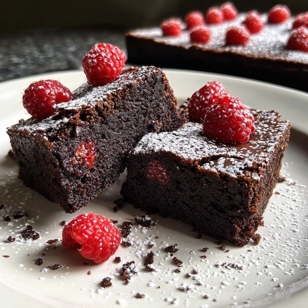 Cottage Cheese Brownies with Raspberries